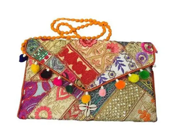 Artisan Made Ethnic India Crossbody Purse Shoulder Bag Flap Envelope Patchwork