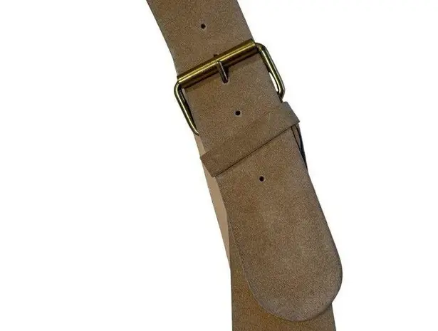 Florence Italy Womens Genuine Leather Suede Belt Beige 2.1" Wide SKU 7013