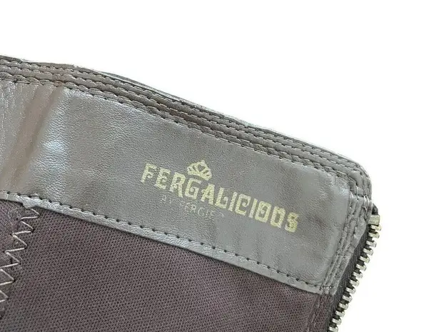 Fergalicious women size 7.5 gray leather tall knee boots comfortable heeled shoe