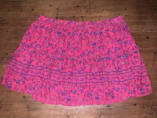 Lane Bryant  barbiecore pink floral tiered 26/28 mini skirt