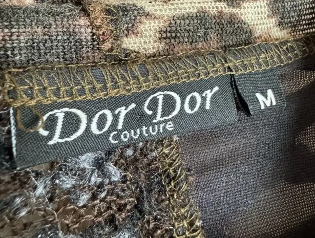 CLEARANCE! Brown Dor Dor Couture Multi Pattern Open Sweater Size M EUC Size M