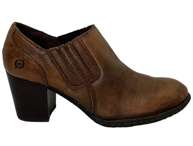 Born Breckin Ankle Pump Leather Block Heel Opanka Marrone Brown 9