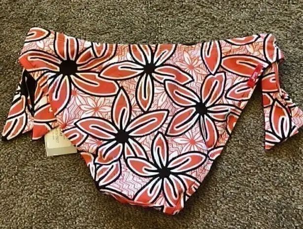 Jag jeans NEW NWT  Coral Red ? Brown Tropical Floral Y2K 00s Bikini BOTTOM Small