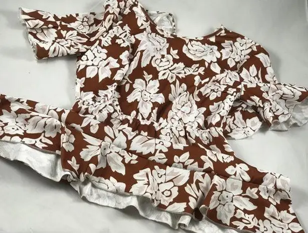XL Brown Floral Flow mini tiki dress