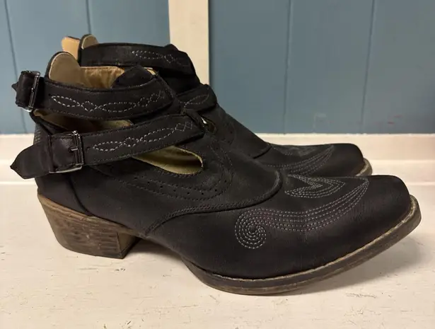 WOMENS ALL OVER VINTAGE Style BLACK SHORTY BOOT Western Style Booties Size 10