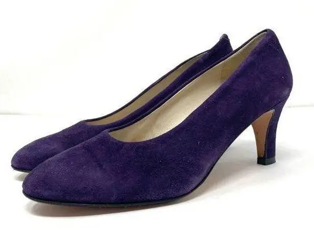 LARRY STUART vintage dark plum suede heels, made in Italy, size 7.5