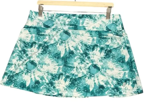 PRINCE Tennis Skort Womens Large Green Tie Dye Print Athleisure Tenniscore White