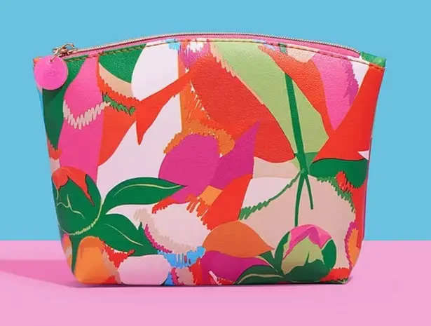 Ipsy  Glam Bag Makeup Cosmetics Bag Purse Clutch Zipper, Colorful Floral — NEW