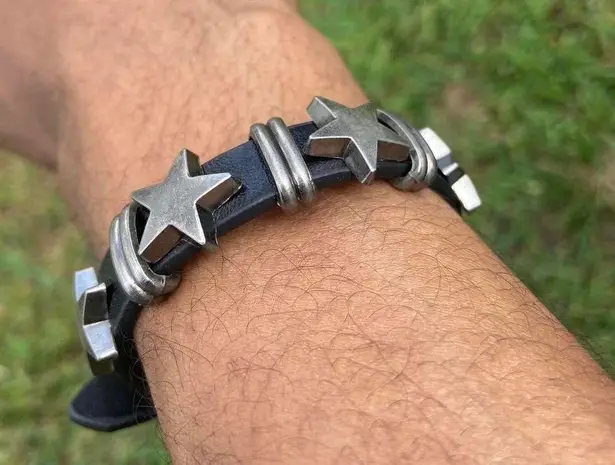 Gothic Punk bracelet Style Pentagram Bracelet, Suitable For Men Women Grunge Black