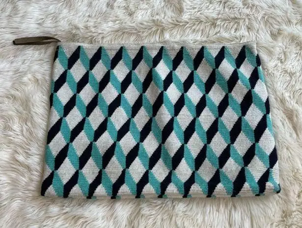 Sophie Anderson Blue Geometric Woven Clutch