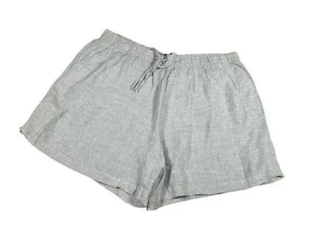 Tahari 100% Linen Green Casual Drawstring Shorts Size 1X Plus Size Summer Lounge