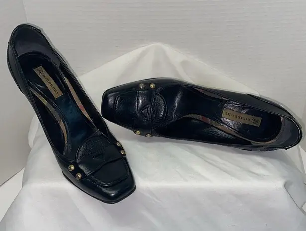 Burberry  Italy Leather studded accents Black High Heels size 38 ( 7 in US )