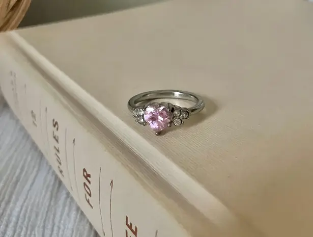 Pink Heart Promise Ring Silver Girly “Constanta” Elegant Coquette Blush Jewelry