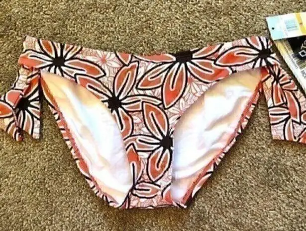 Jag jeans NEW NWT  Coral Red ? Brown Tropical Floral Y2K 00s Bikini BOTTOM Small