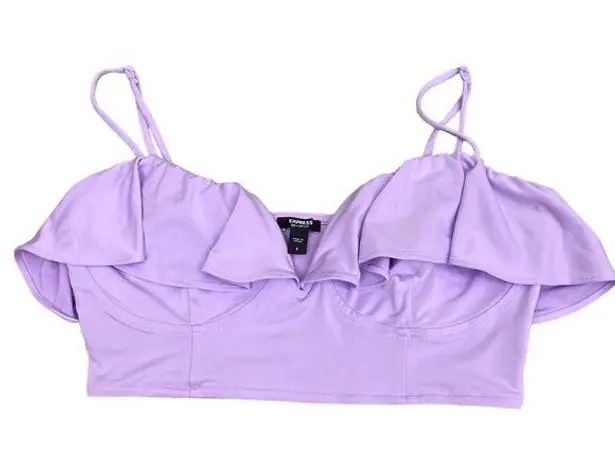 EXPRESS Lavender body contour ruffle crop top