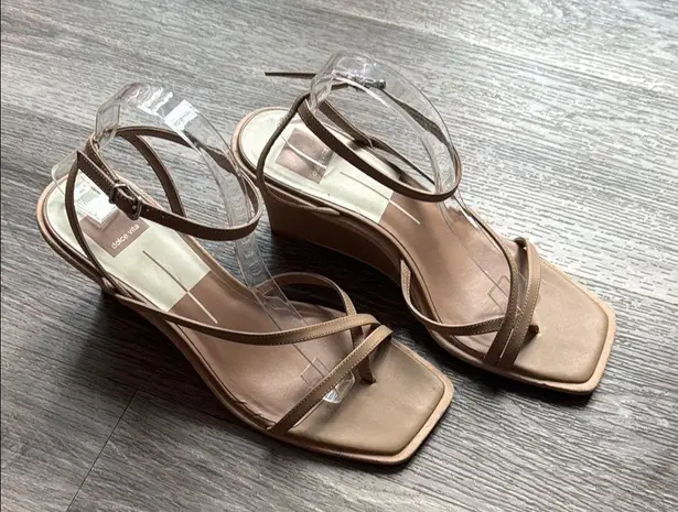 *Dolce Vita Cream Sandals 10M Leather Tan Stylish Wedge 10M Size 10