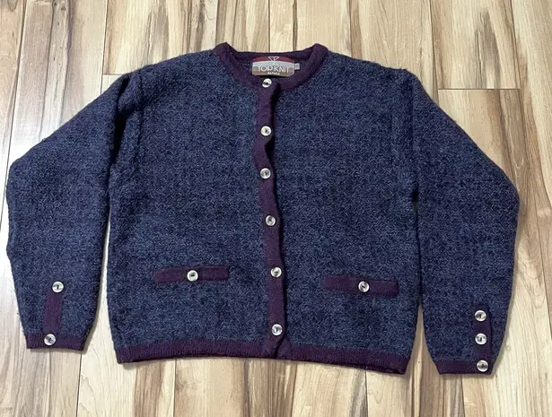 Alpaca Cardigan Purple Chunky Buttons Sz Small 100% Alpaca Grannycore Cottage