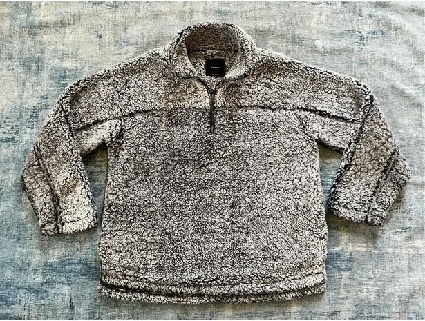 Elodie Gray Faux Fur Sherpa Fluffy 1/4 Zip Pullover High Neck Sweater Women's XL