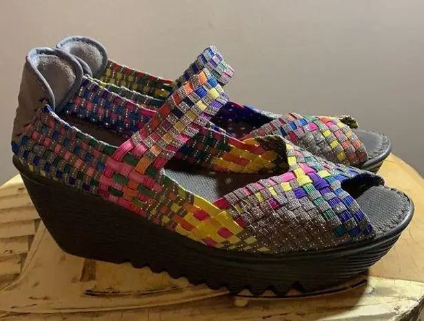 Bernie Mev  Hallie Multi Color Rainbow Woven Mary Jane Shoe Sandal Women's Eur 39