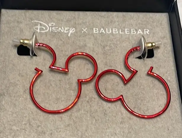 Disney  x Baublebar Earring Red Metal Mickey Mouse Outline Jewelry Stud New