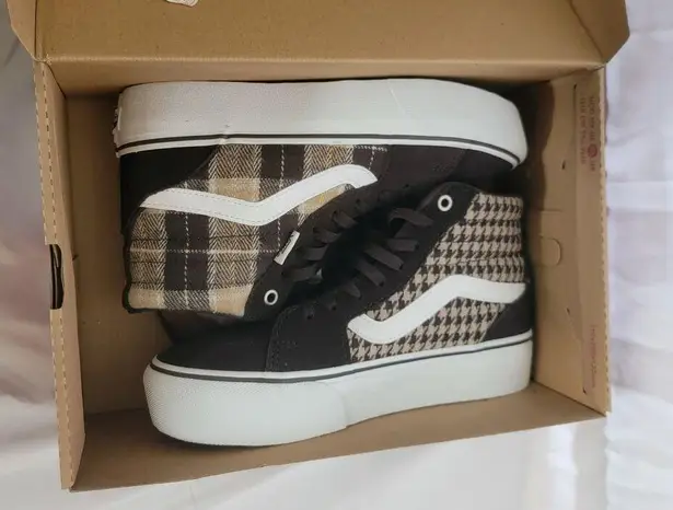 Vans  Brown Filmore Plaid Houndstooth Platform High Top Womens Sneakers Size 7.5