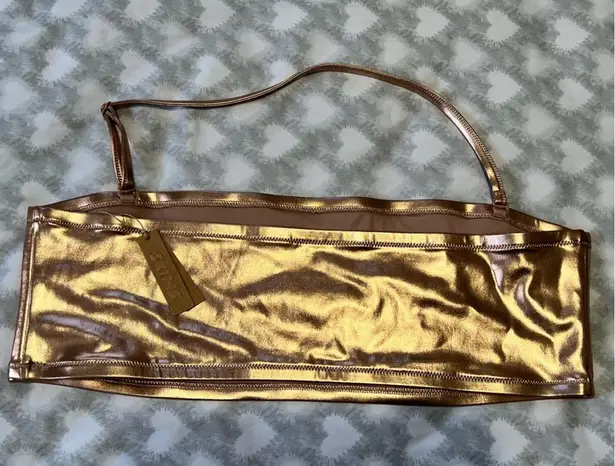 SKIMS NWT Metallic Bandeau Bikini Top Champagne 3X Gold