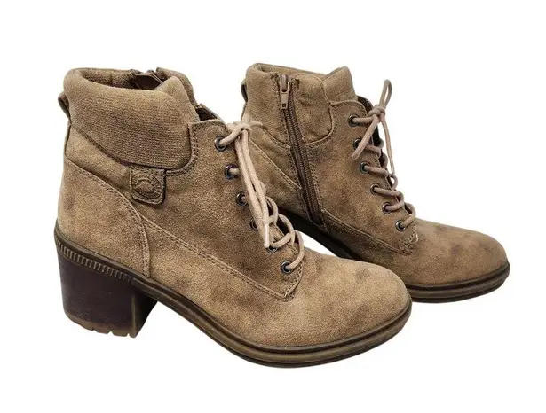 Crown Vintage Charley Ankle Combat Boots Side Zip Lace Up Brown Size 9.5