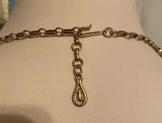 Vintage Coro Signed Gold Tone Necklace Leaves Branches Flower Extender Stunning