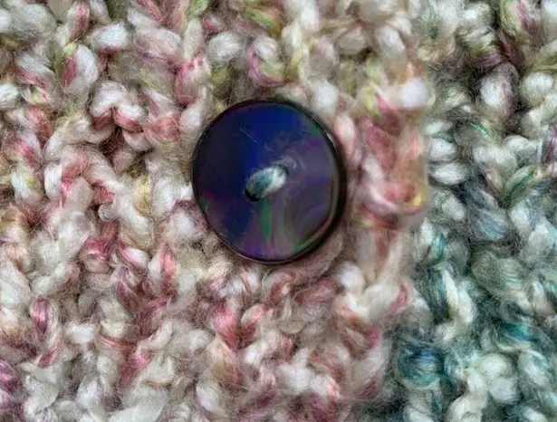 Knit Cardigan Sweater Pastel Ombré Fuzzy Rainbow Chunky Loose Knit Crewneck Purple Size L