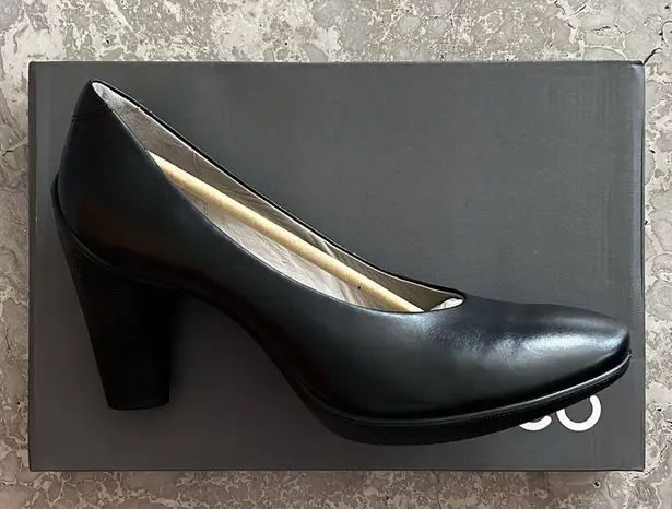 Ecco  Sculptured 75 Black Leather Pump Heels, Size EU 41 | US 10-10.5 New in Box