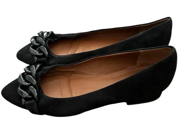 Aquatalia Palina Suede Chain-Link Ballet Flats Black size 9