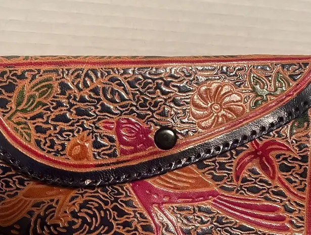 Handcrafted vintage sheepskin, leather, wallet from India