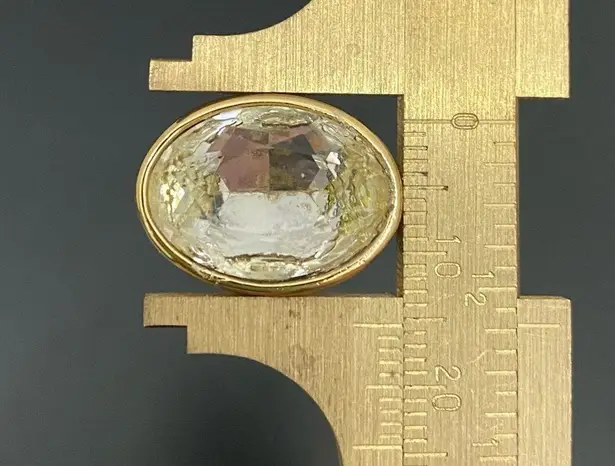 Givenchy Vintage New York Goldtone Oval Clear Crystal Rhinestone Clip Earrings