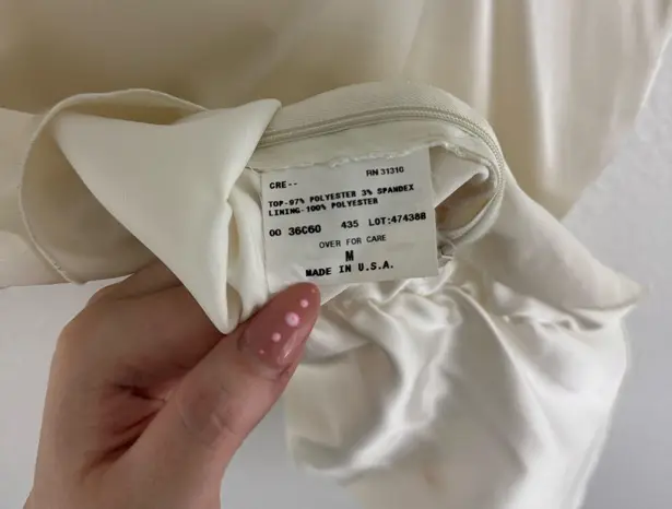 I.N. San Francisco I.N. Vintage 90s Ivory White Satin Ruched V Neck Braided Strap Corset Tank Top