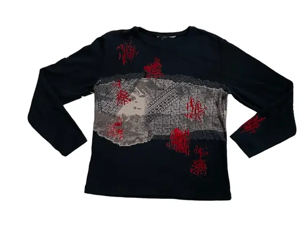 Y2k black and red gothic vampy long sleeve Size L