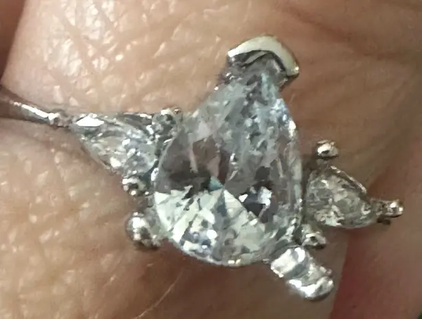 Zales 1.50CT Diamond Pear Shape 3 Stone Engagement Ring Diamonds Anniversary Band .925