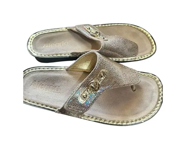 Alegria Vanessa Sand Do Thong Sandals Gold Metallic Comfort Open Toe Shoes 40