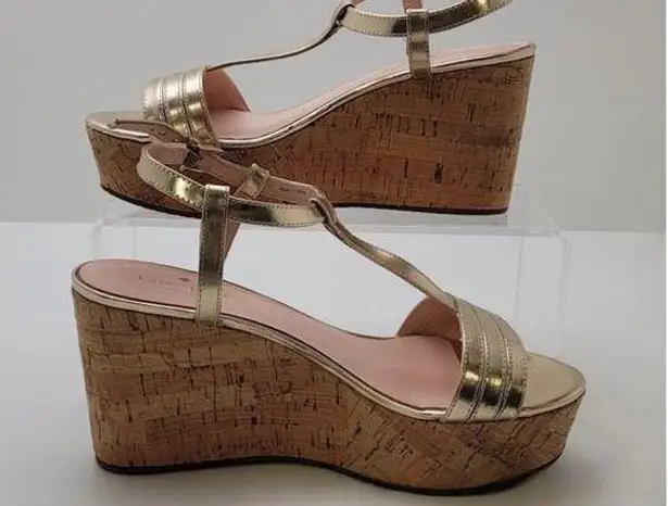 Kate Spade  Tallin Metallic Gold Cork Wedges - size 7.5