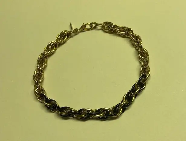 Monet Signed  Costume Gold Tone / Black Chain Bracelet