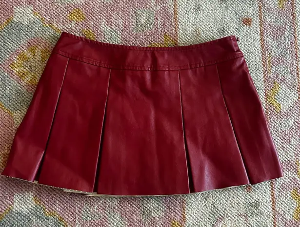 Leather Mini Skirt Red Size XS thumbnail 1