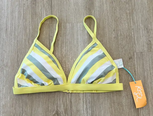 Kona Sol Womens NWT Yellow/Green Stripe Bikini Top - S