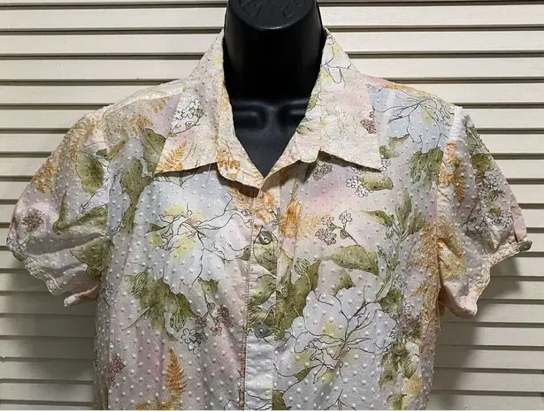 Caribbean Joe Tropical 2 Piece Tank Button Up Short Sleeve Shirt Size L/XL