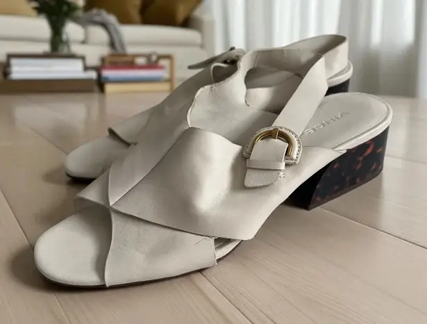 Vince  Cream Leather Slingback Tortoise Heels Size US 9.5 - Image 1