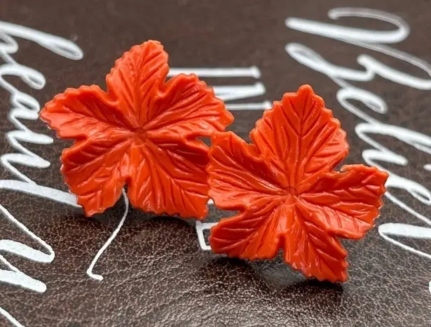 Red Maple Leaf Stud Earrings | Fall Autumn Leaf Jewelry