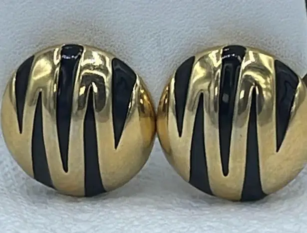 Park Lane Vintage  black and gold striped clip earrings