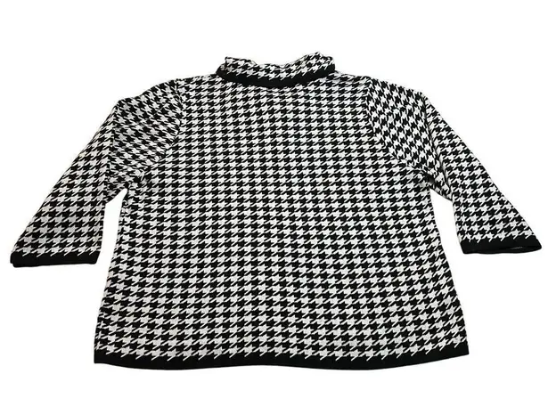 Maurada Houndstooth Knit Open Front Cardigan Size 1X Modest Career Professional White