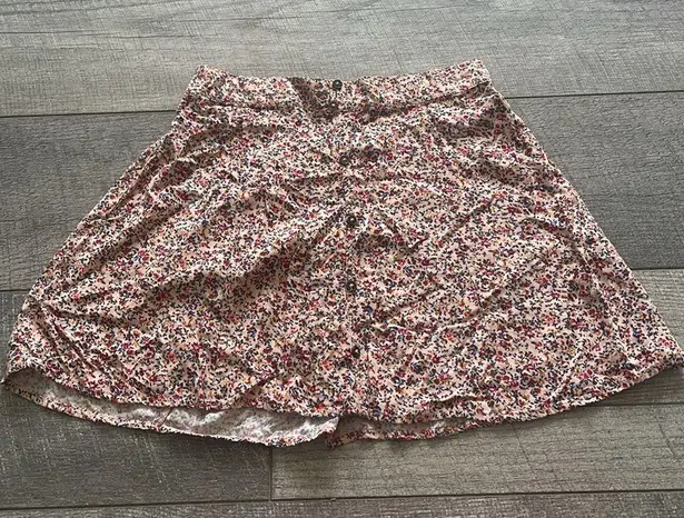 Xhilaration Size XS Pink Micro Floral Button Front Mini Skirt