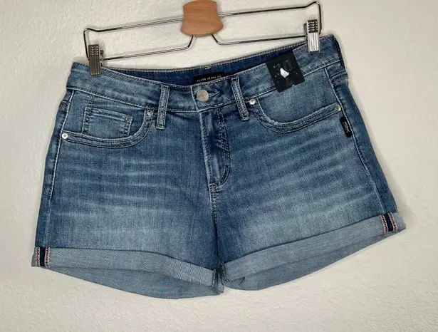 Silver Jeans Womens Curvy Mid Rise Suki Denim Shorts Size 30 Blue
