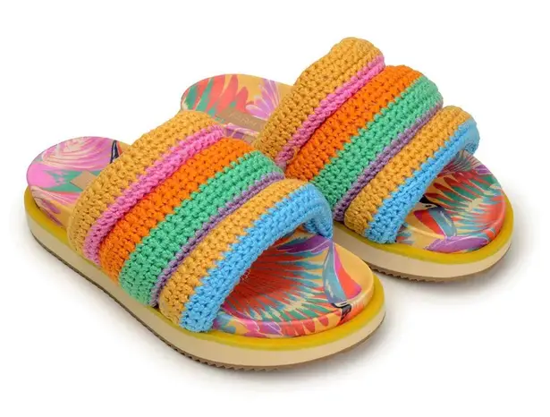 Farm Rio Colorful Toucan Crotchet Anatomic Sandals