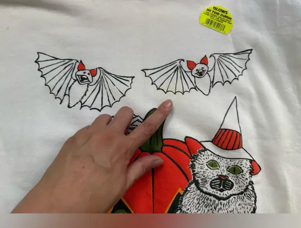 Vintage 90s NOS Halloween pumpkin cats glow